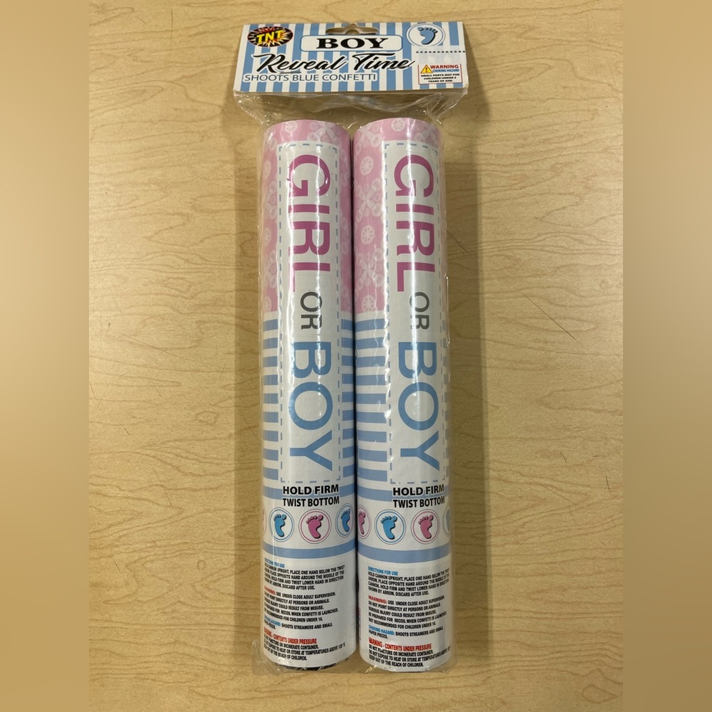 COPY - TNT "Boy" Gender Reveal Confetti Poppers